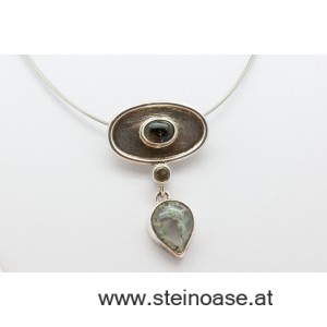 Anhänger Turmalin, Moosachat, Rauchquarz